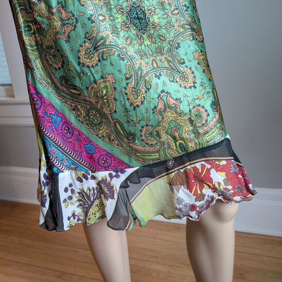 Vitntage Y2K Dress Midi Skirt Silk Floral Paisley Fairycore Grunge Size Small - Picture 9 of 9